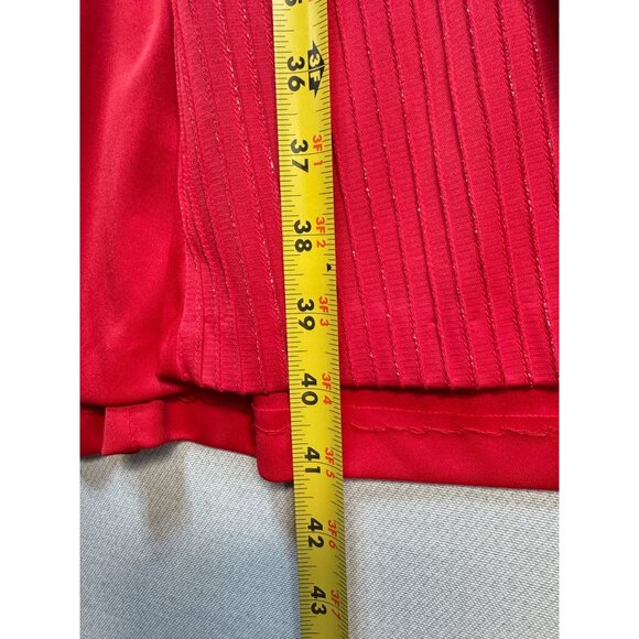 Vintage Entourage T.M Wrap Midi A-Line Dress Size Red Sleeveless Pleated Chic - Picture 8 of 12